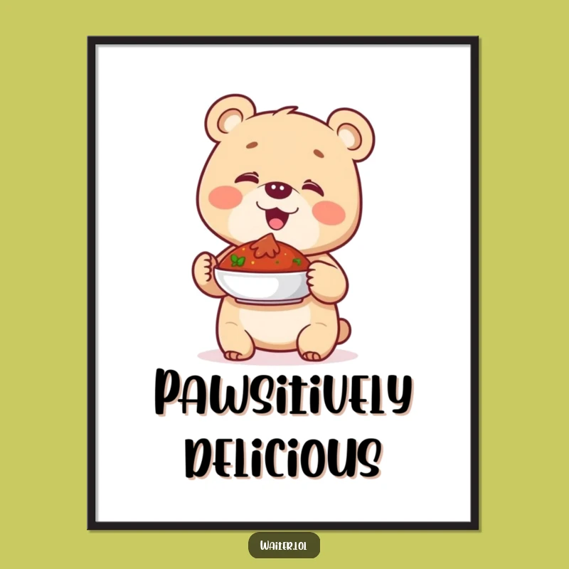 Funny Giggling Bear Cub Poster - Proudly Presenting Joyful Art Print!
