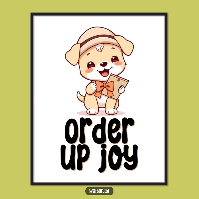 Funny Giggling Puppy Menu Poster: Hilarious Dog Art for a Cheerful & Welcoming Space