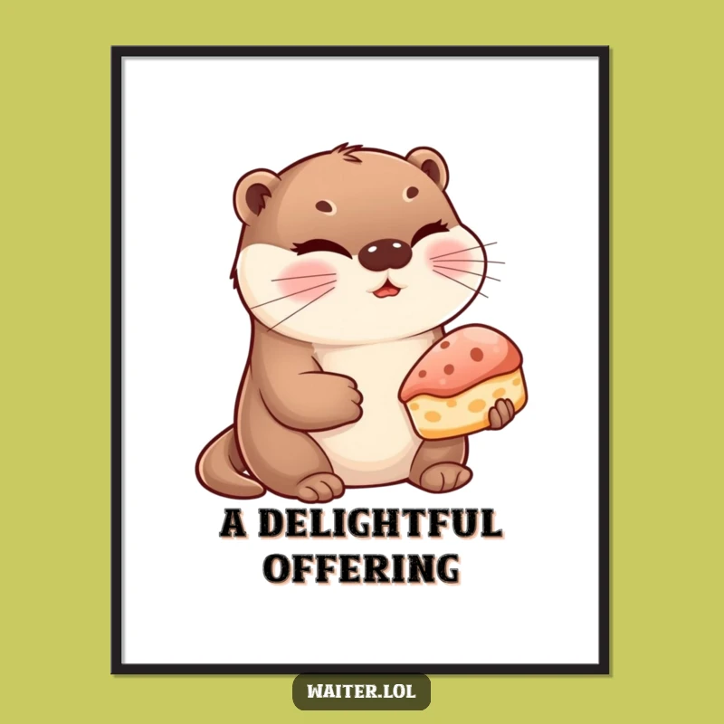 Funny Otter Pastry Poster: Winking Otter Art, Sweet Decor, Hilarious Wall Gift
