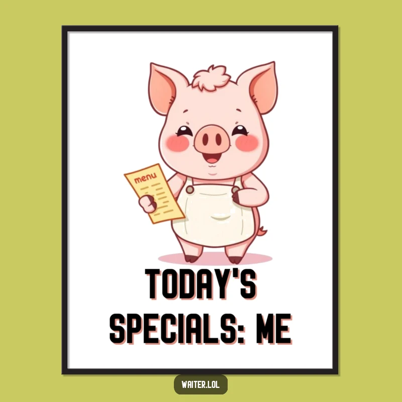 Funny Pig Menu Poster: Chef Art, Perfect Kitchen Decor Gift