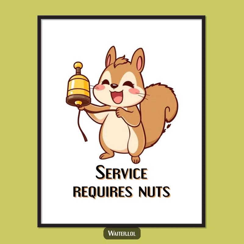 Funny Squirrel Service Bell Poster: Brighten Your Walls with Whimsy