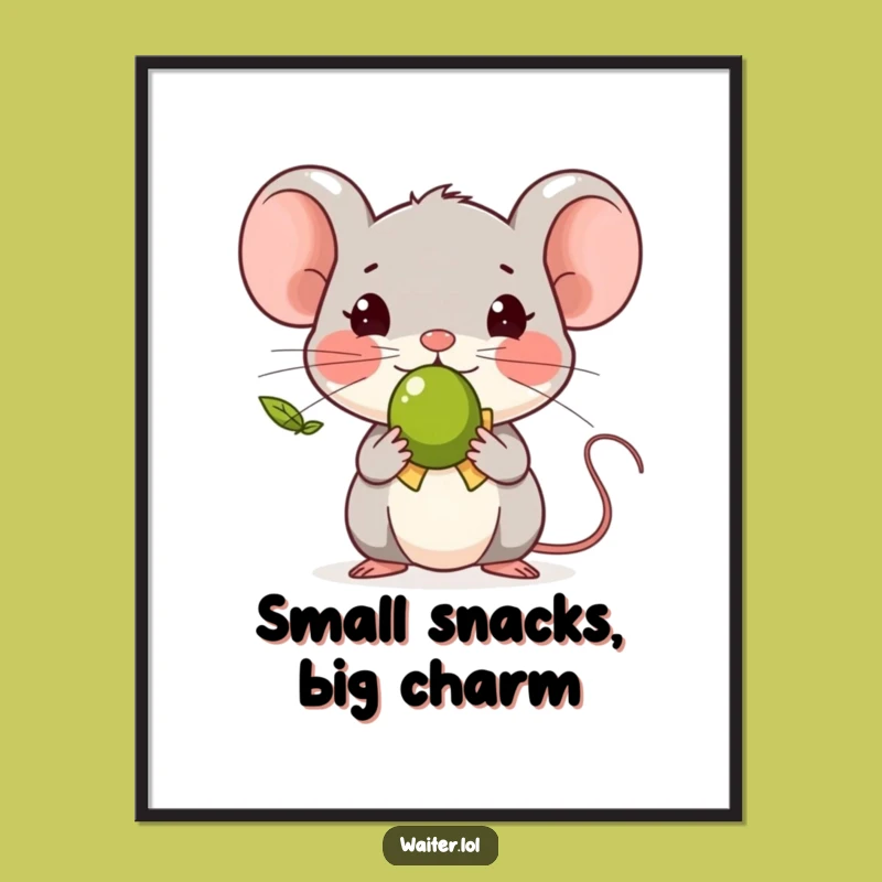 Funny Tiny Mouse Olive Poster, Polite Charm for Your Wall Decor!