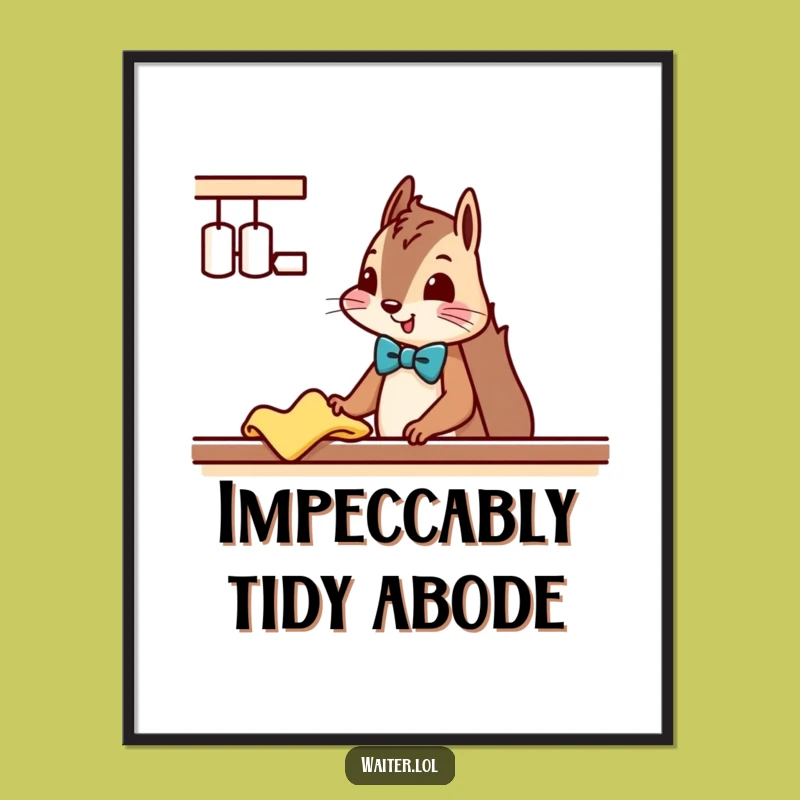 Funny Squirrel Cleaner Poster: Bowtie Squirrel Art for a Sparkling Room, Hilarious Wall Gift