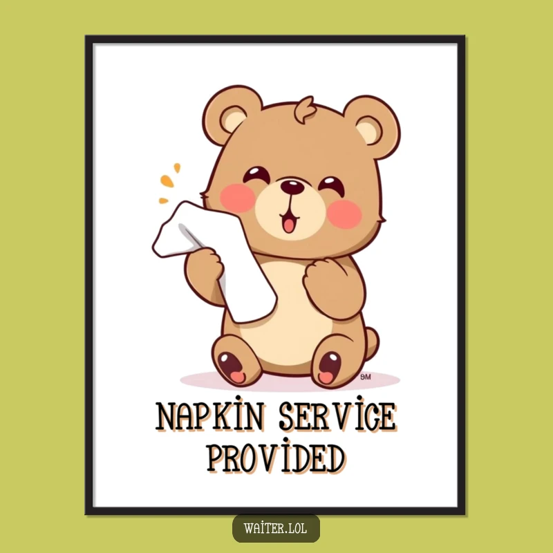 Funny Bear Poster: Enthusiastic Artwork of a Welcoming Bear