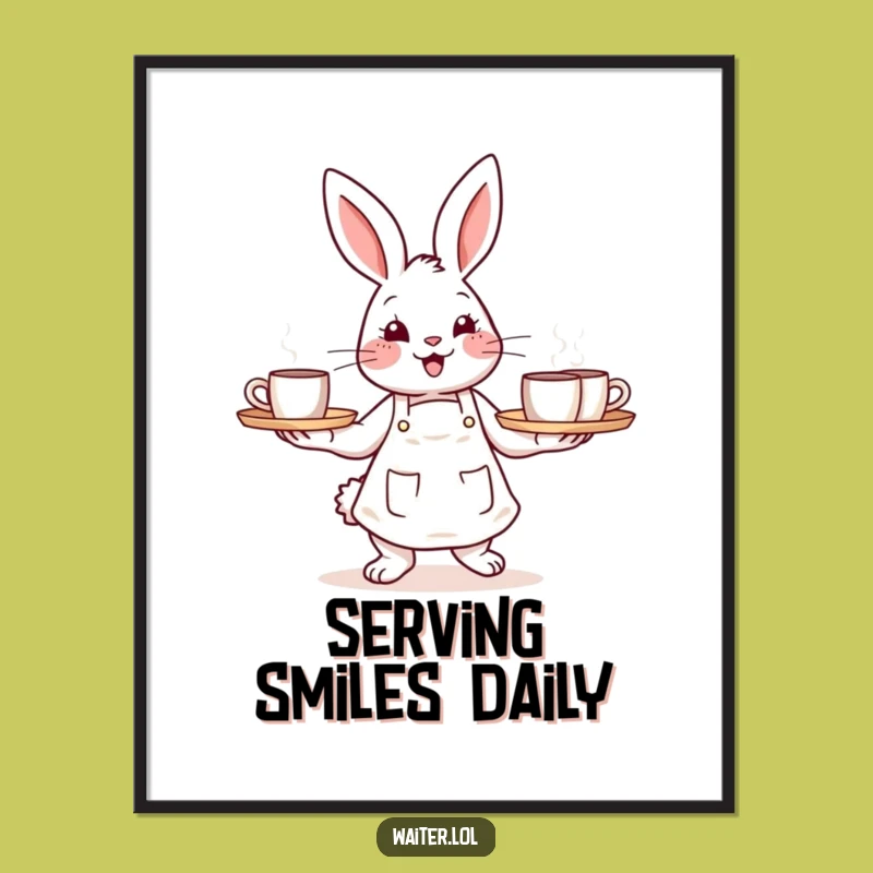 Funny Bunny Barista Poster - Cheerful Coffee Art for Walls