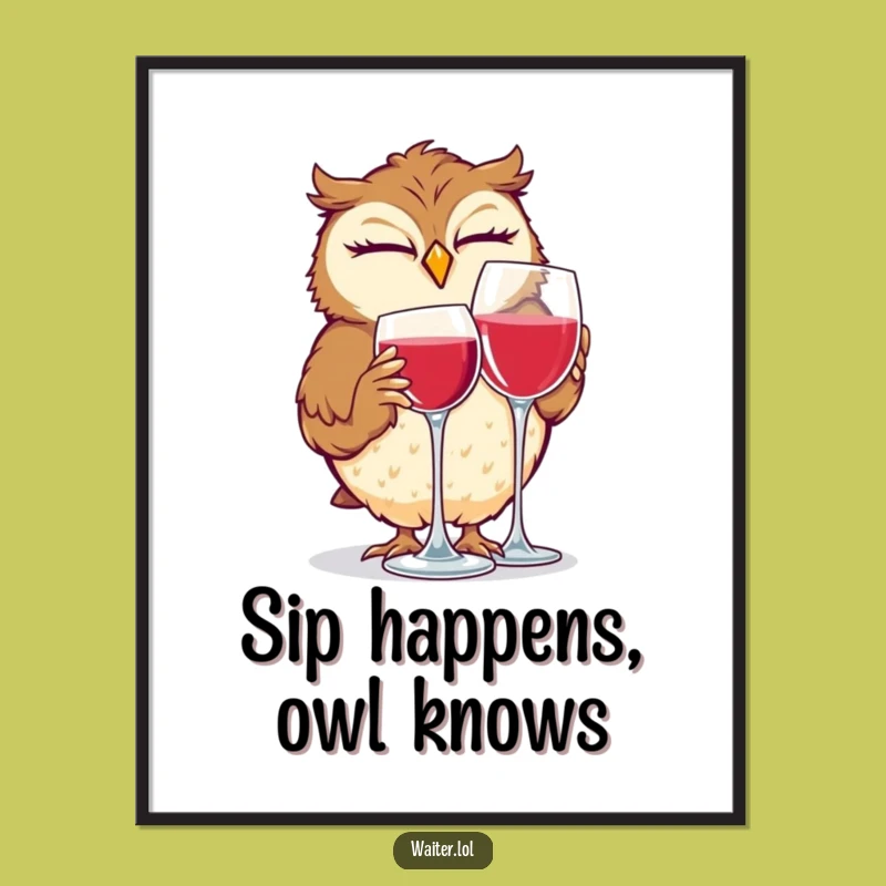 Funny Giggling Owl Art Print: Add a Wink of Humor to Your Walls