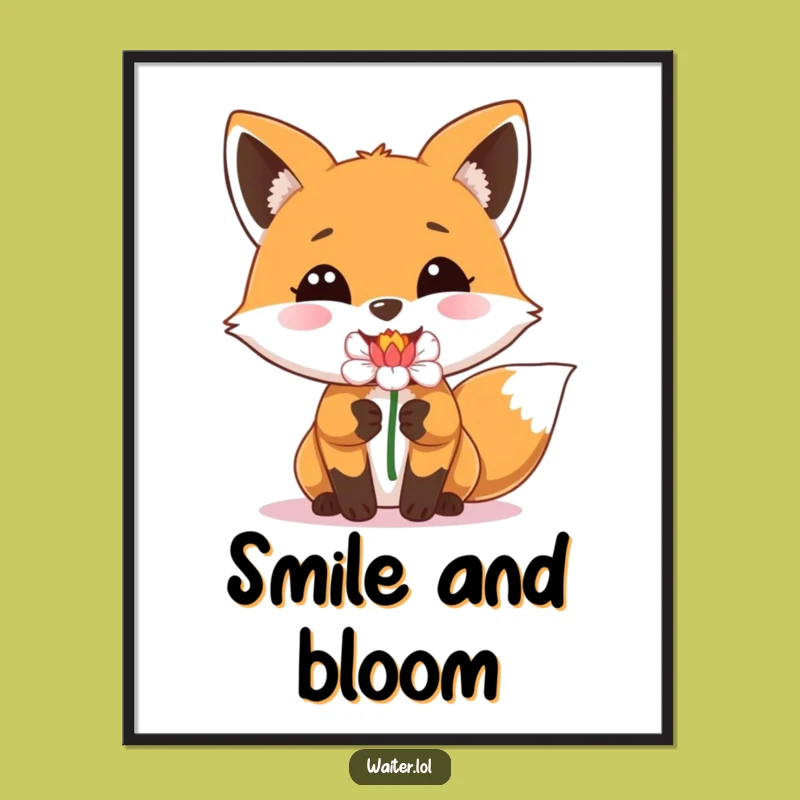 Funny Fox Flower Delivery Poster - Beaming Smile Art for Walls