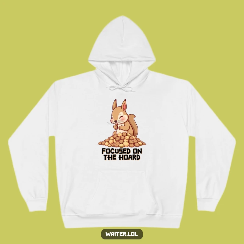 Cozy Funny Squirrel Waiter Hoodie: Warm and Hilarious Nut Arranger Gear