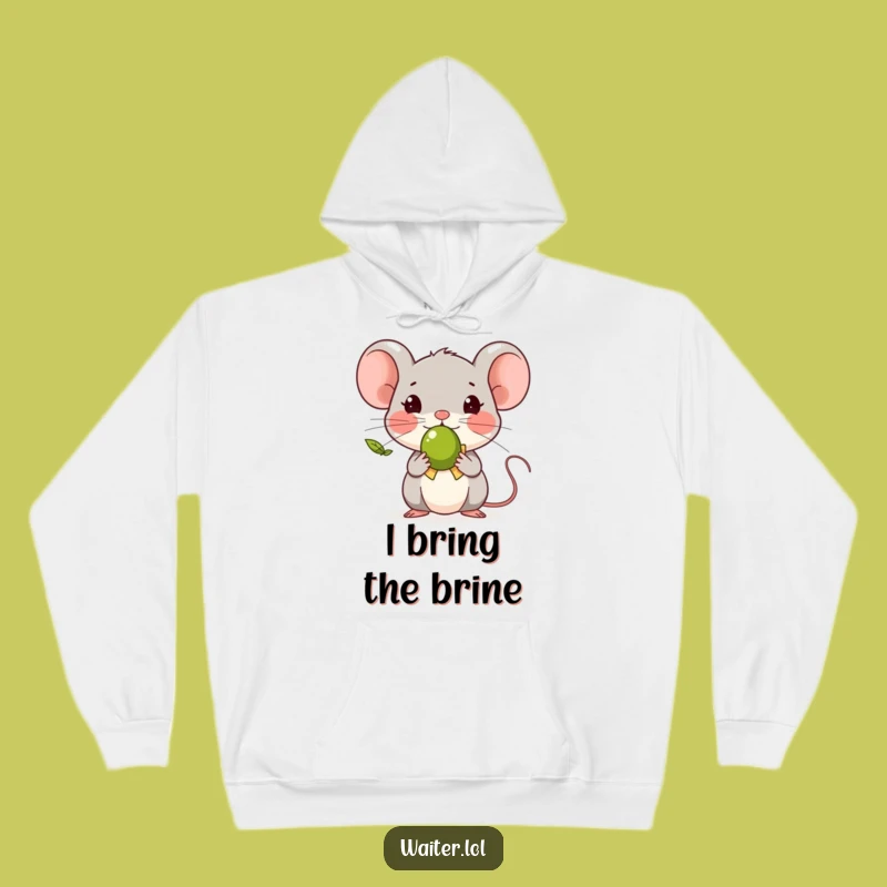 Cozy Funny Tiny Mouse Olive Hoodie, Ultimate Comfort with a Polite Gesture!