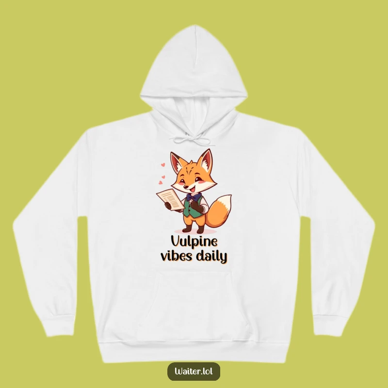 Funny Fox Waiter Hoodie: Cozy Playful Fox With Menu, Ideal Humorous Gift