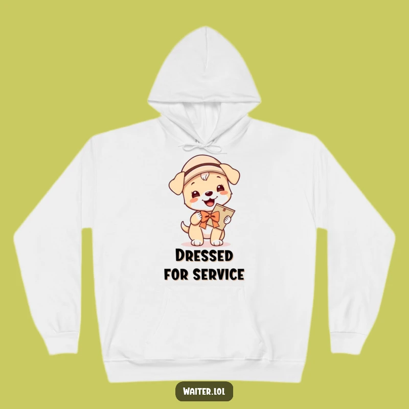 Funny Giggling Puppy Menu Hoodie: Cozy & Hilarious Dog Wear for Warm Welcomes
