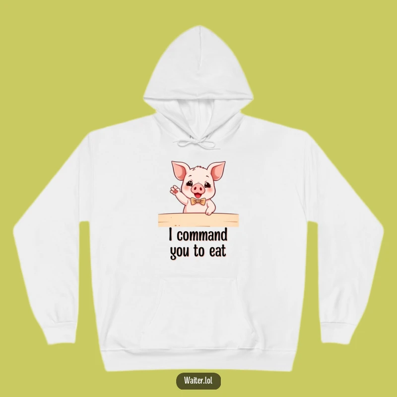 Funny Piglet Waiter Hoodie: Cozy Bowtie Piggy Bringing Enthusiastic Humor, Ideal Funny Gift