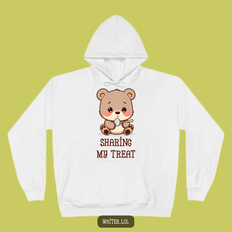 Funny Shy Bear Cub Spoon Hoodie: Cozy & Heartwarming Wear for Gentle Spirits