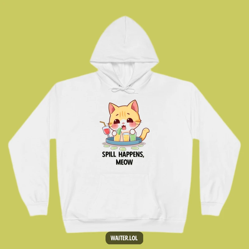 Cozy Funny Cat Spill Hoodie - Surprised Yelping Comfort
