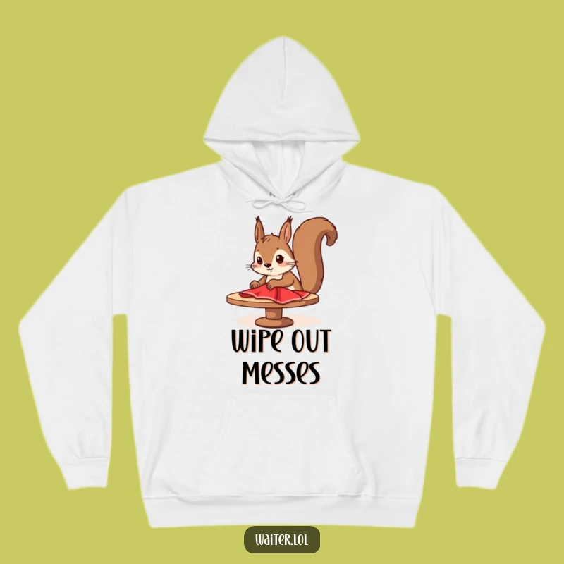 Funny Squirrel Cleaner Hoodie: Cozy & Determined Squirrel, Warm Gift!