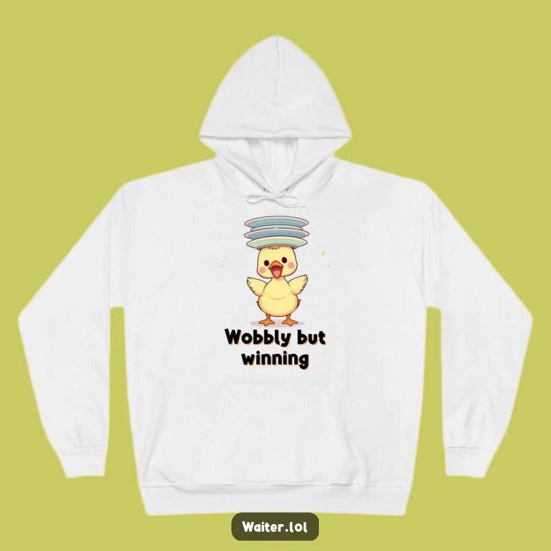 Funny Duckling Plate Stack Hoodie: Cozy & Joyful Balancing Act Wear
