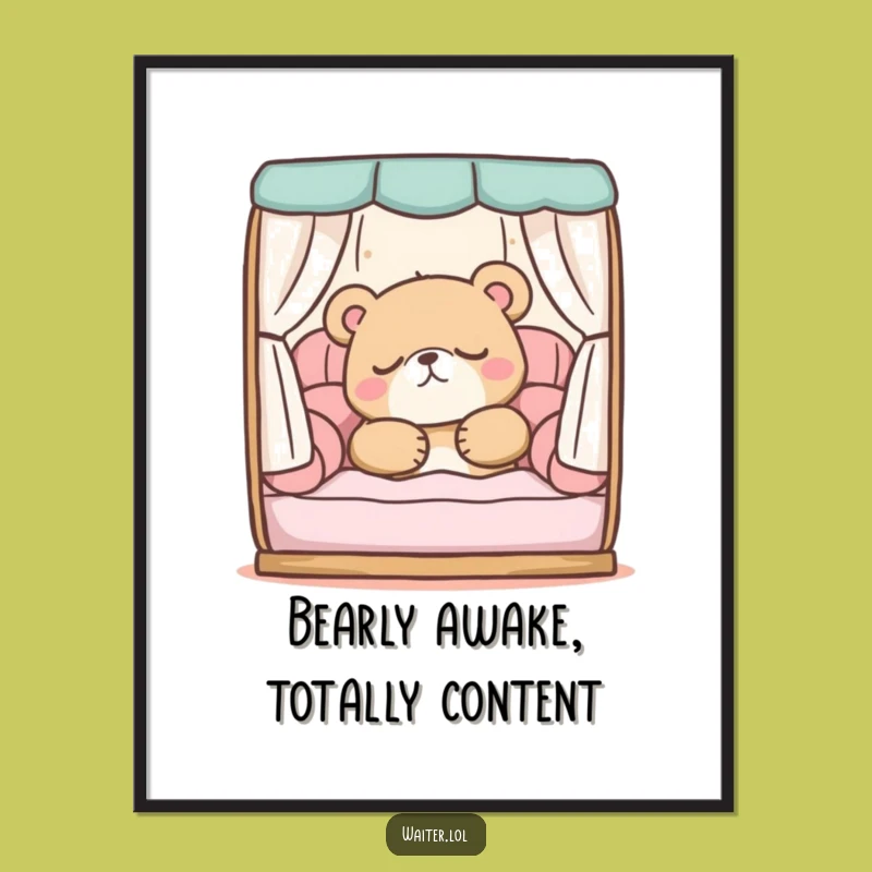 Funny Free Printable Wall Art: Sleepy Bear Zen - Downloadable Home Decor