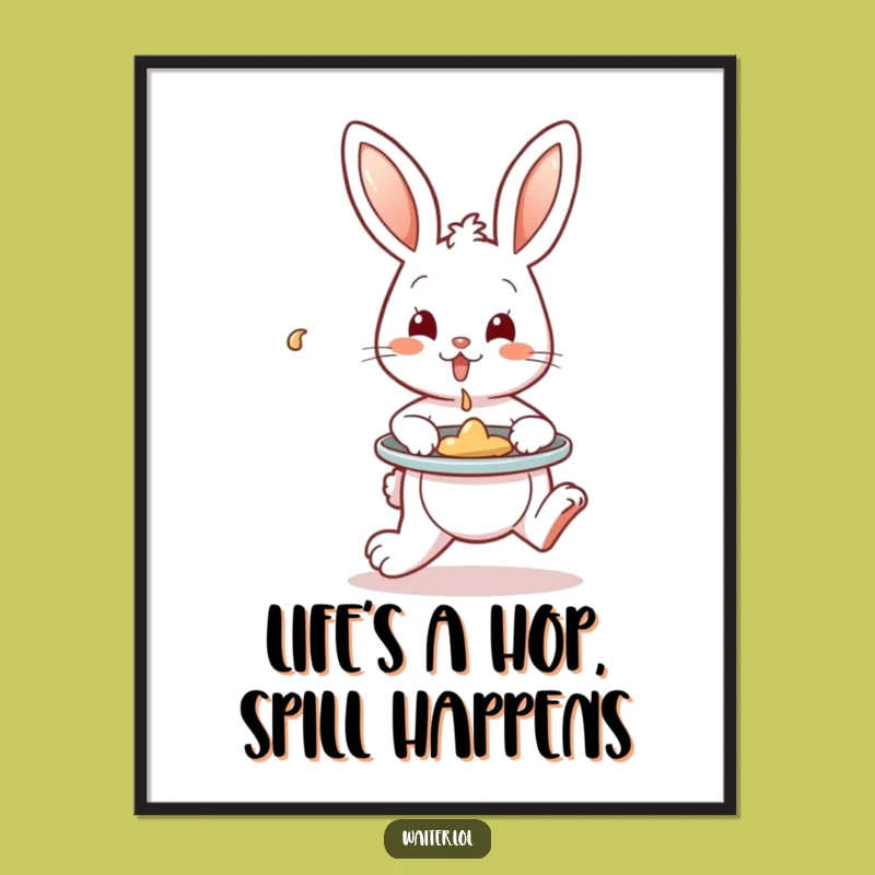 Charming Free Printable Wall Art: Bunny's Artful Spill, Whimsical Hopping Scene