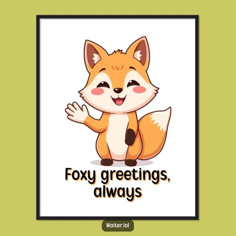 Funny Free Printable Wall Art: Welcoming Fox Friendly Greeting Downloadable Gift