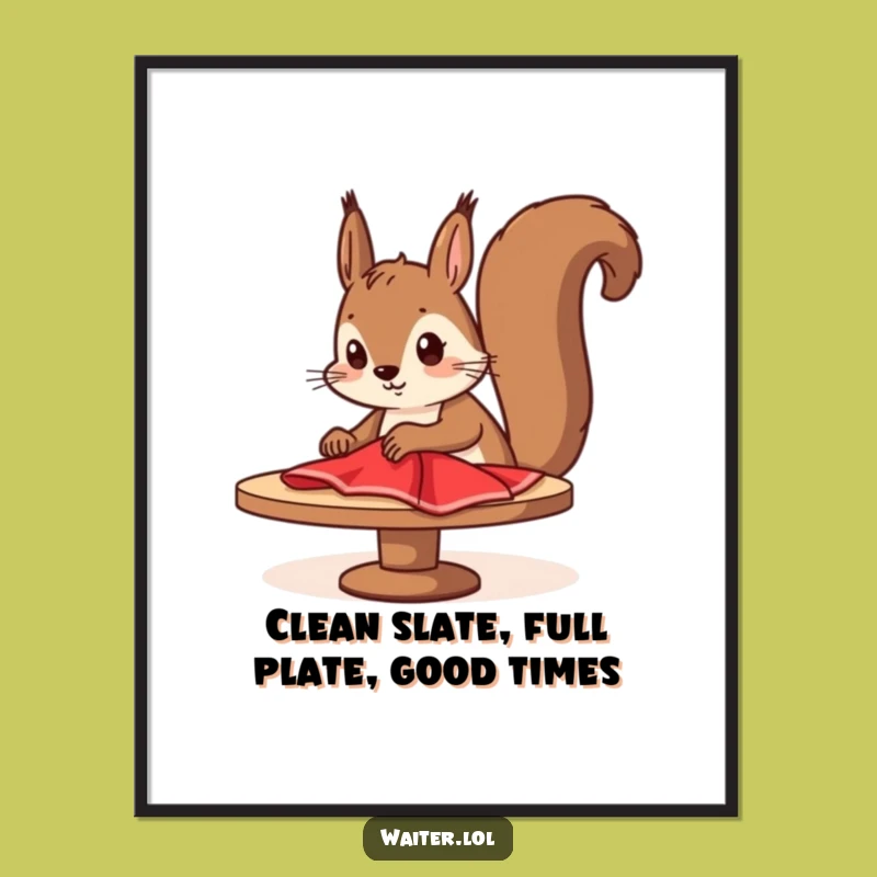 Free Printable Funny Squirrel Wall Art: Diligent Worker, Humorous Downloadable Decor