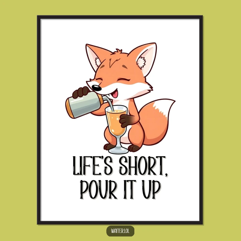 Free Printable Wall Art: Fancy Fox Drink Hilarious Downloadable Art Gift!