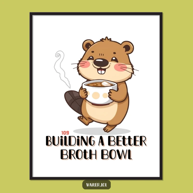 Funny Free Printable Wall Art: Beaver's Careful Carry, Humorous Downloadable Decor