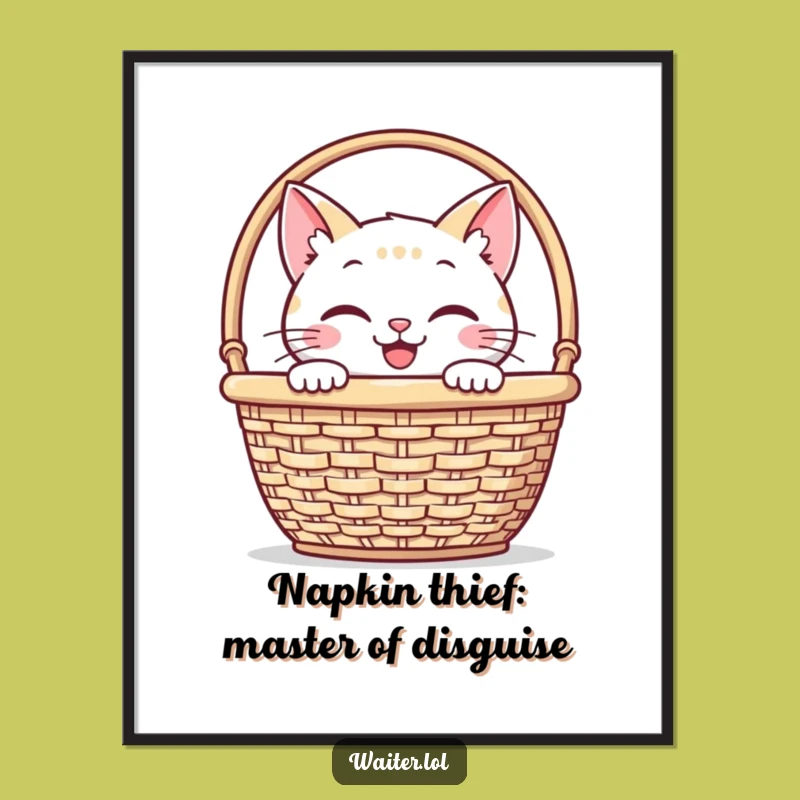 Funny Free Printable Wall Art: Cat Napkin Peek Downloadable Decor
