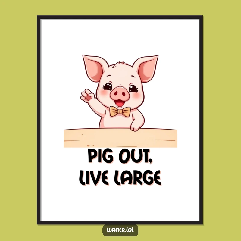 Funny Free Printable Wall Art: Dapper Piglet Bowtie, Humorous Downloadable Decor