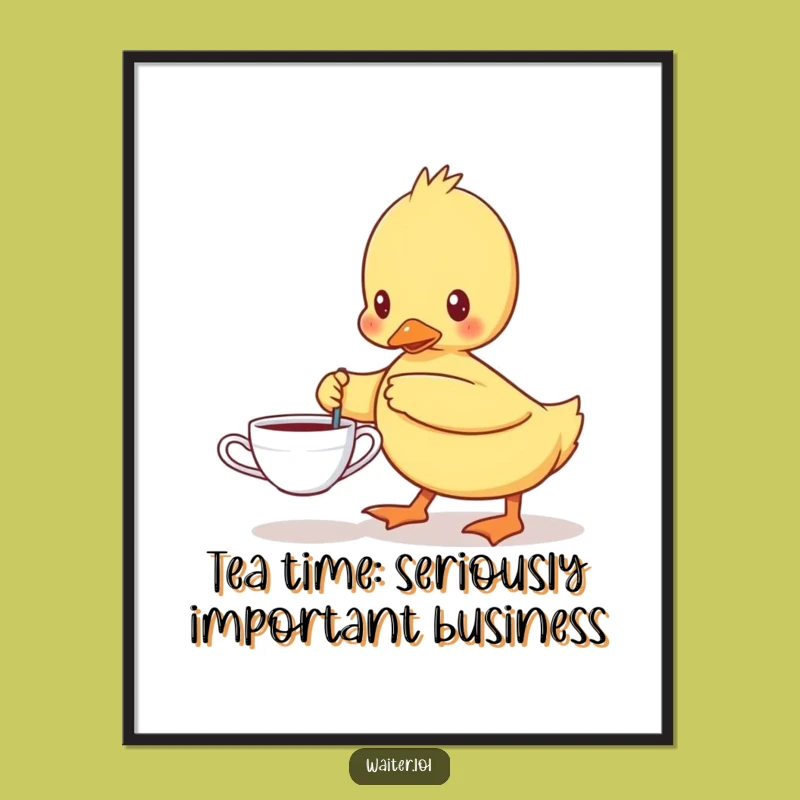 Funny Free Printable Wall Art: Duckling Tea Time Downloadable Decor
