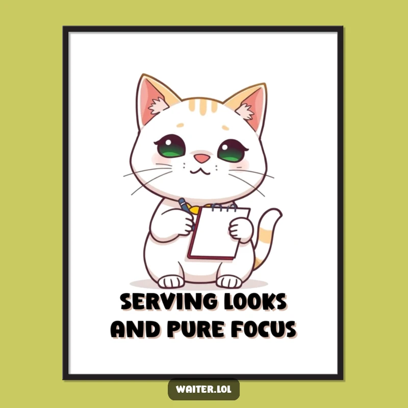 Funny Free Printable Wall Art: Focused Cat Barista - Downloadable Decor
