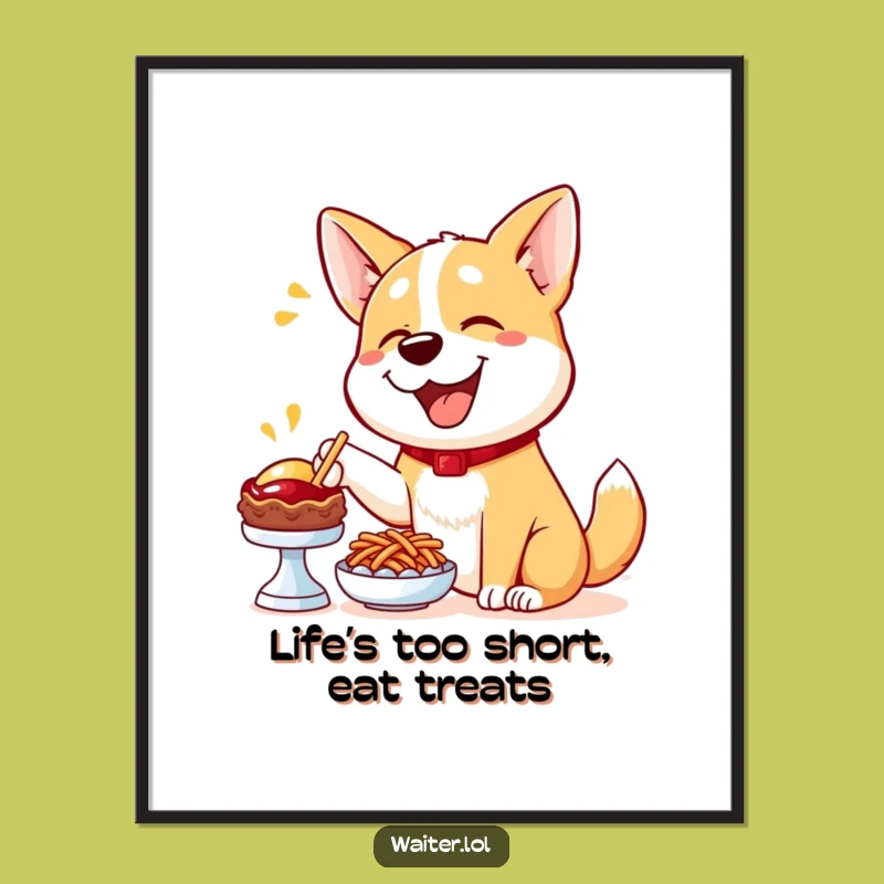 Funny Free Printable Wall Art: Happy Dog Menu Pointer, Humorous Downloadable Decor