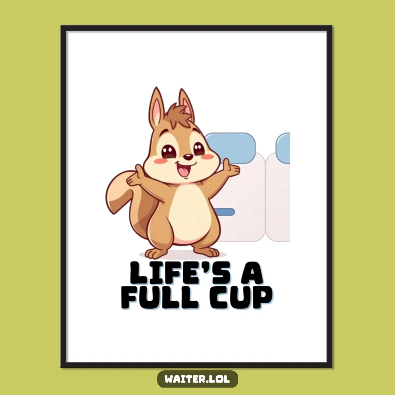 Funny Free Printable Wall Art: Squirrel's Tea Time, Whimsical Downloadable Decor for Cozy Spaces