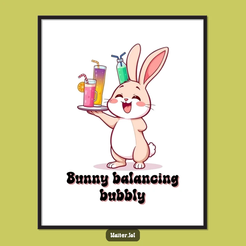 Funny Free Printable Wall Art: Wobbly Bunny Drink Tray Printable Art