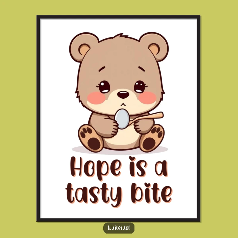 Free Printable Wall Art: Hopeful Bear Cub's Sweet Offer - Funny Downloadable Art!