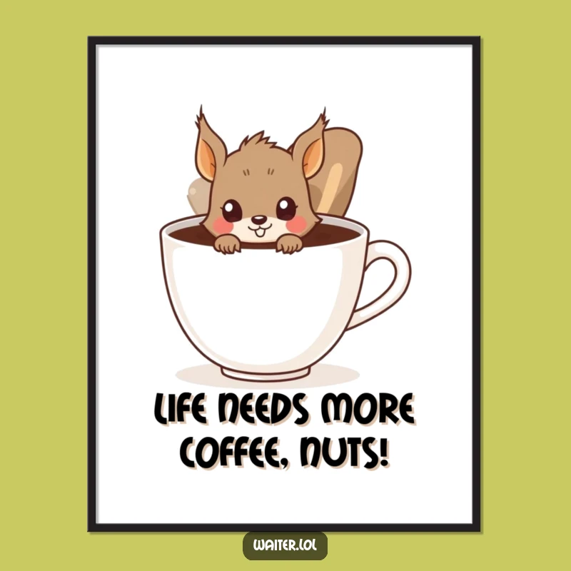 Funny Free Printable Wall Art: Squirrel's Coffee Break - Quirky Downloadable Art!