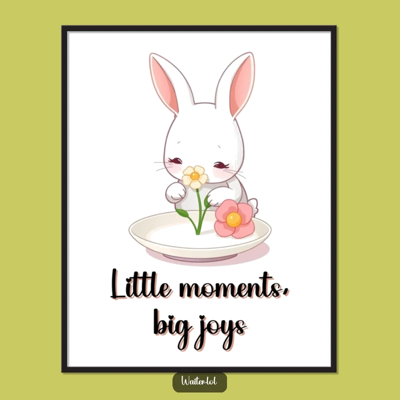 Funny Free Printable Wall Art: Rabbit's Delicate Touch - Whimsical Downloadable Art!