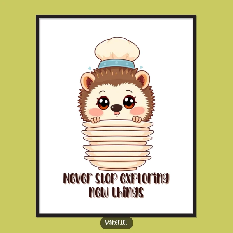 Free Printable Hedgehog Waiter Wall Art - Whimsical Downloadable Decor for a Curious Home