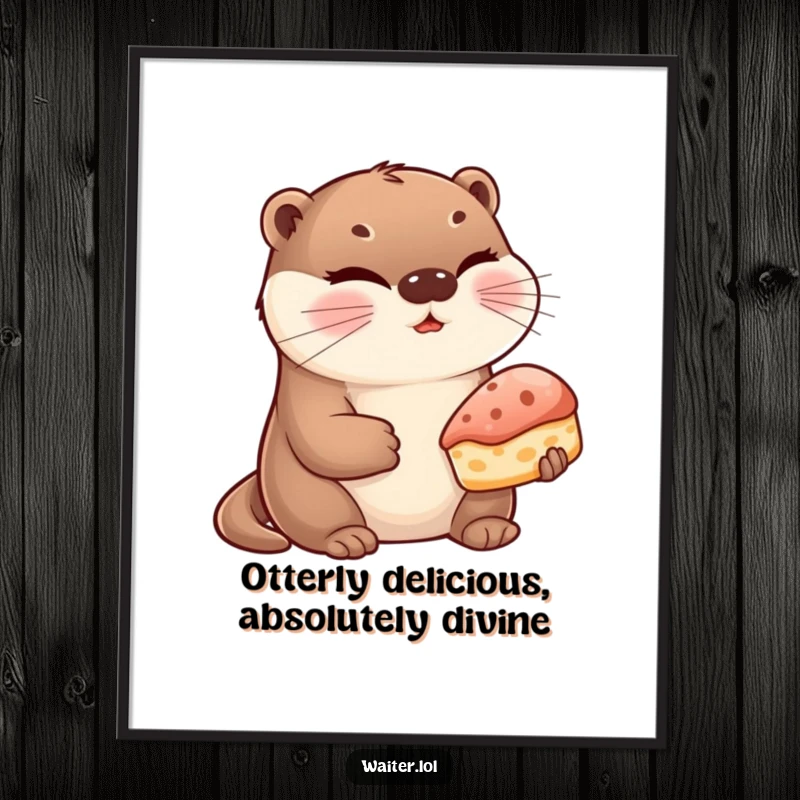 Funny Free Printable Wall Art: A cute otter winks while presenting a delicious pastry, adding humorous downloadable decor to any space.