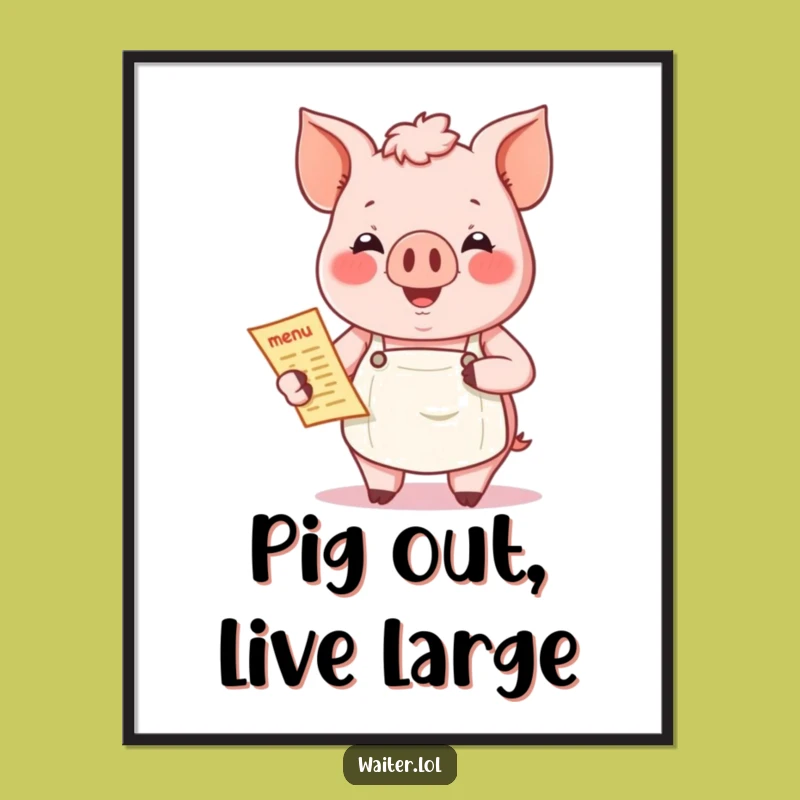 Funny Free Printable Wall Art: Jovial Pig Menu Master Downloadable Gift