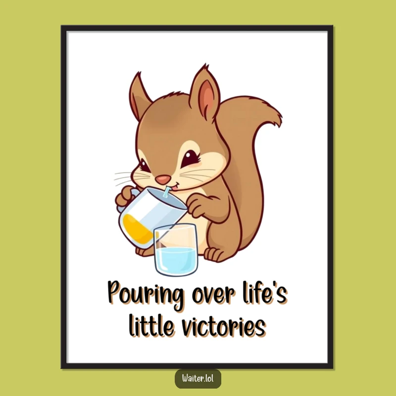 Funny Free Printable Wall Art: Determined Squirrel Mixologist - Downloadable Decor