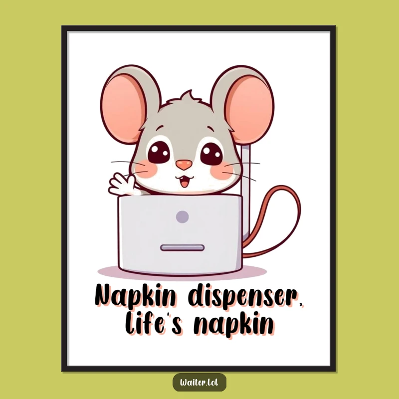 Quirky Free Printable Wall Art: Mouse's Surprise Napkin Dispenser Welcome