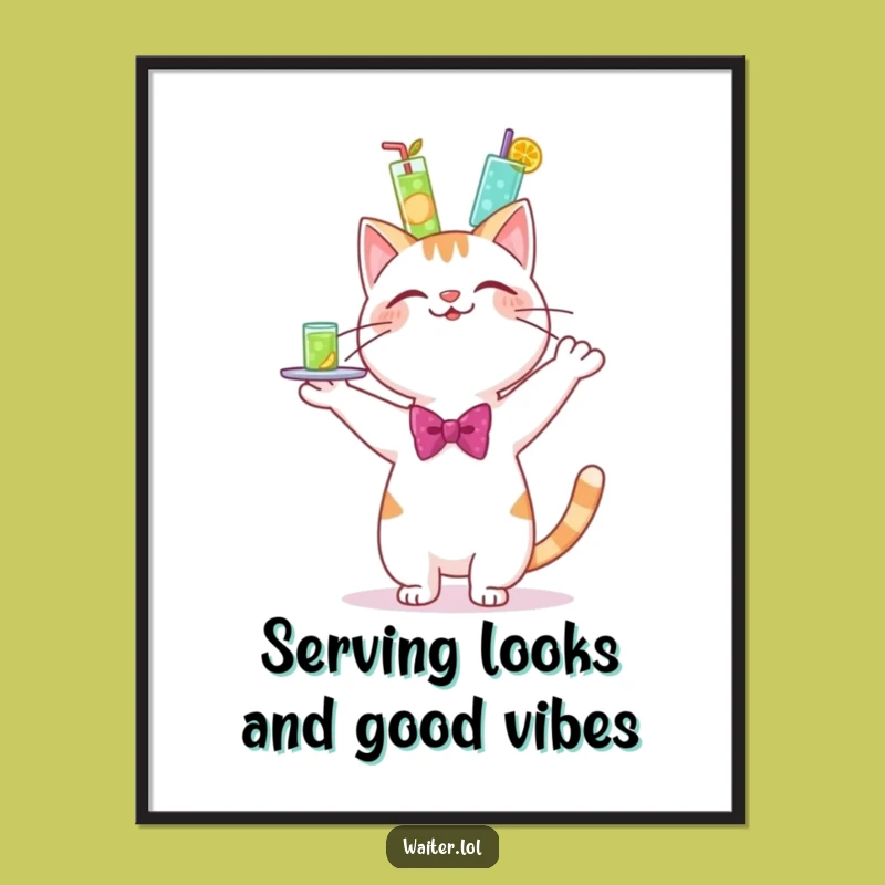 Free Printable Cat Wall Art: Wobbly Drinks - Funny Decor