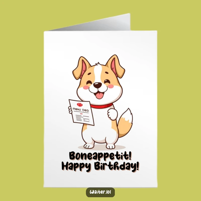 Free Printable Birthday Card: Dog's Menu of Fun, Funny Downloadable Gift for Foodie Friends