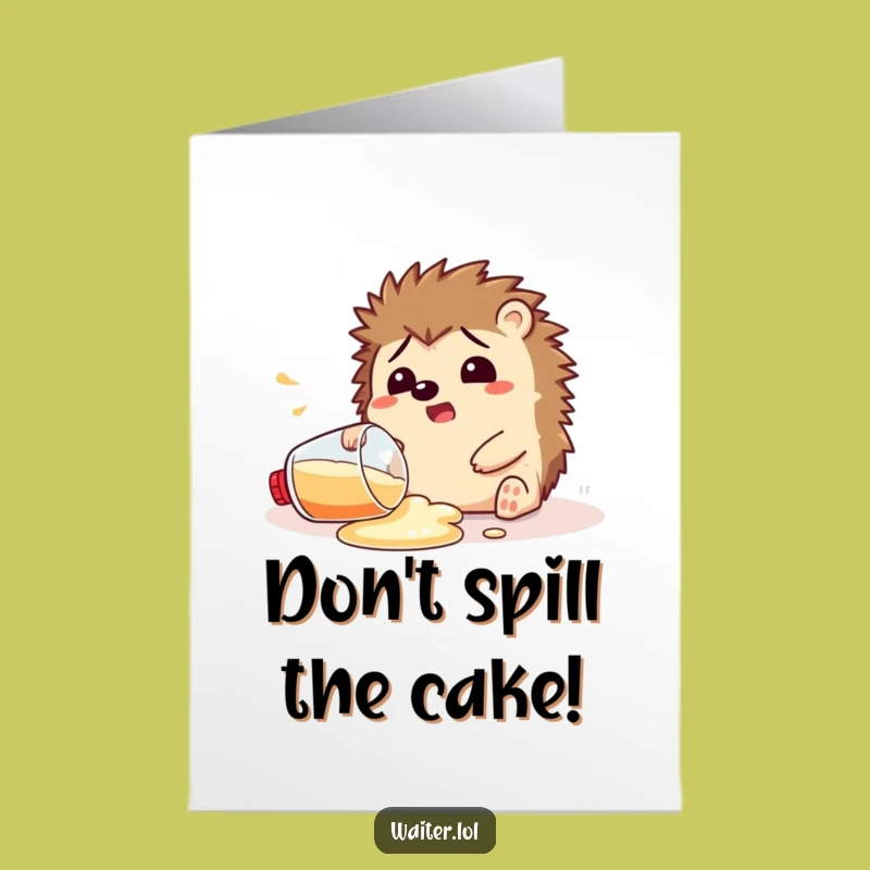 Free Printable Hedgehog Birthday Card: Spilled Drink Surprise, Downloadable Fun