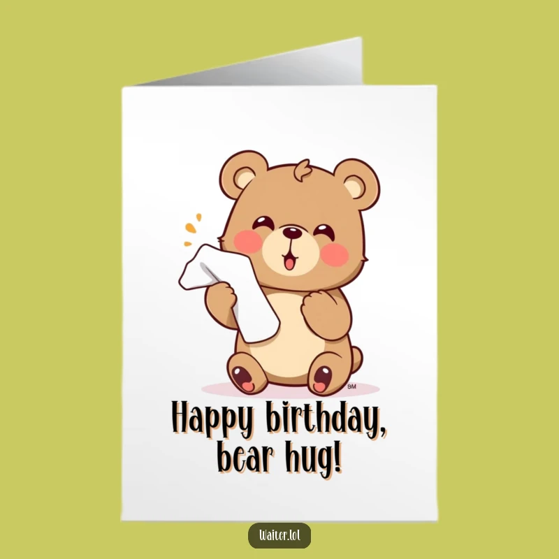 Free Printable Birthday Card: Bear's Flourish Napkin, Hilarious Downloadable Gift