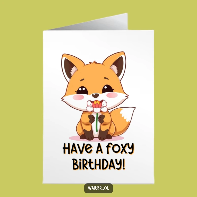 Free Printable Birthday Card: Fox Flower Delivery Joy Downloadable Gift