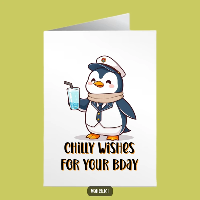 Free Printable Birthday Card: Proud Penguin Drink Funny Downloadable Gift