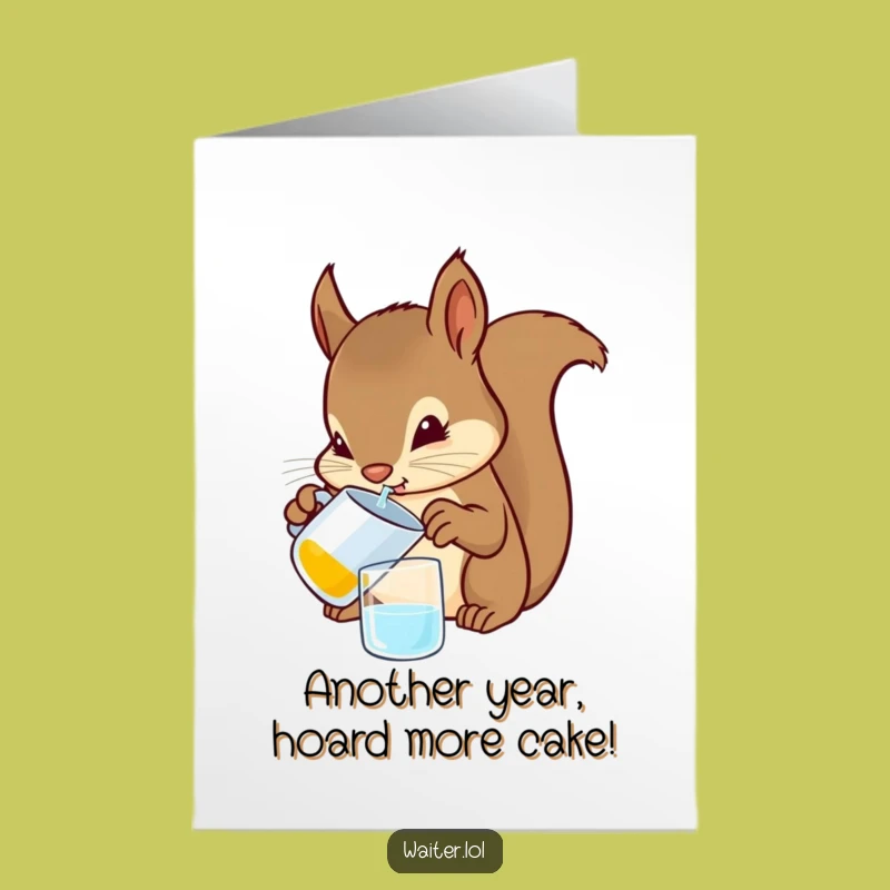 Free Printable Birthday Card: Squirrel Mixologist Pours Fun - Downloadable Gift