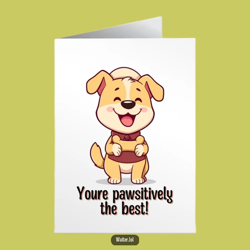 Free Printable Dog Waiter Birthday Card - Enthusiastic Downloadable Greeting for a Paw-some Celebration