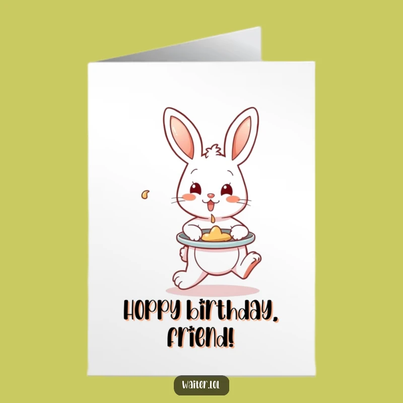 Funny Free Printable Birthday Card: Bunny's Careful Spill, Happy Hopping Birthday